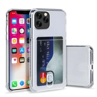 iphone case with slot card holder transparent back cover id credit slot tpu case for iphone 11 pro max x xs max xr 7 8 plus