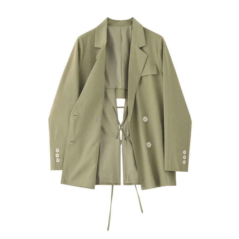 Модный светильник зеленый Женский блейзер повседневный свободный костюм куртка