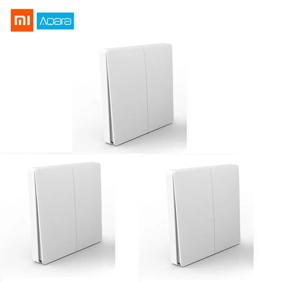 3 pcs Double Key Xiao mi Aqara, умный переключатель, светильник, дистанционное управление, ZiGBee, wifi, беспроводной ключ, настенный переключатель, работает с mi jia mi Aqara, приложение для дома - Цвет: 3 pcs Double Key