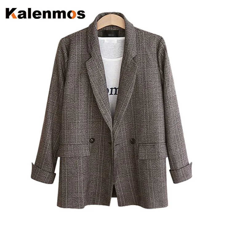 Большие размеры XL 5XL осенне зимнее пальто женское Теплое повседневное в клетку с