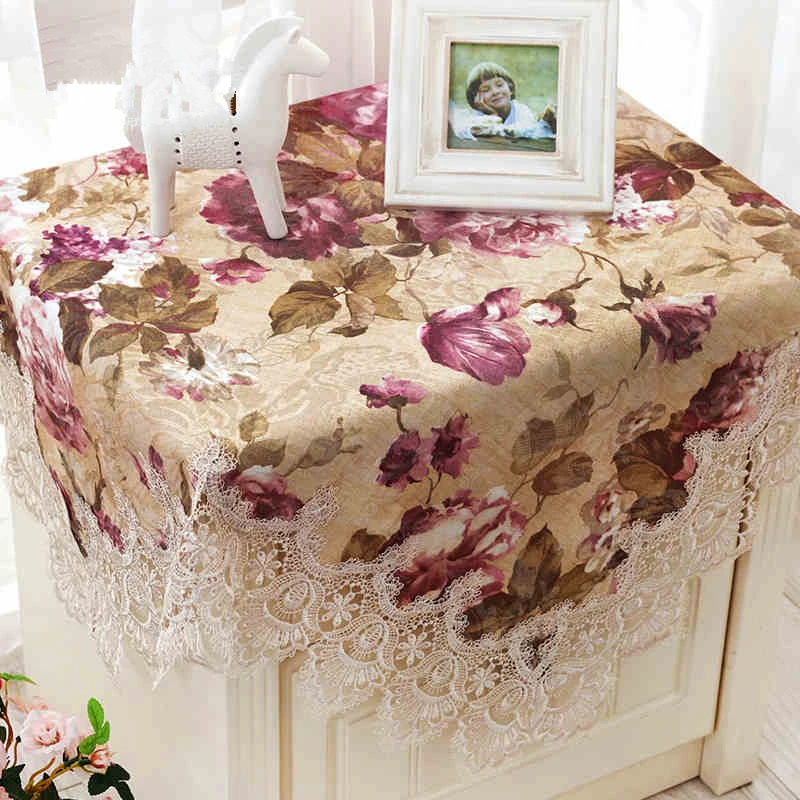 Изысканная жаккардовая скатерть с большими цветами кружевная вышитая для стола