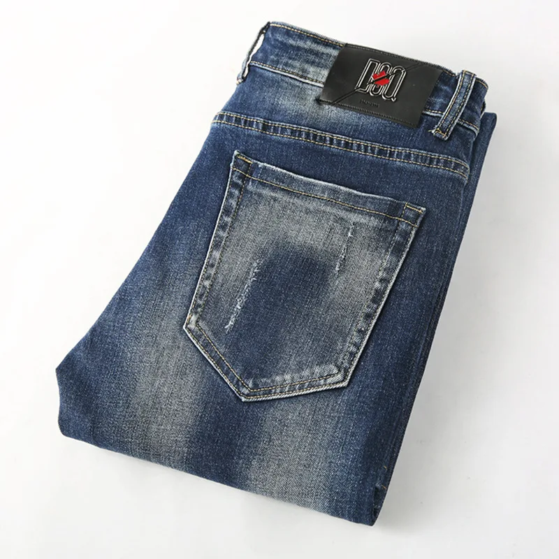 

Jeans men's 2021 new fashion Korean style trend stretch slim fit small leg cropped casual pants
