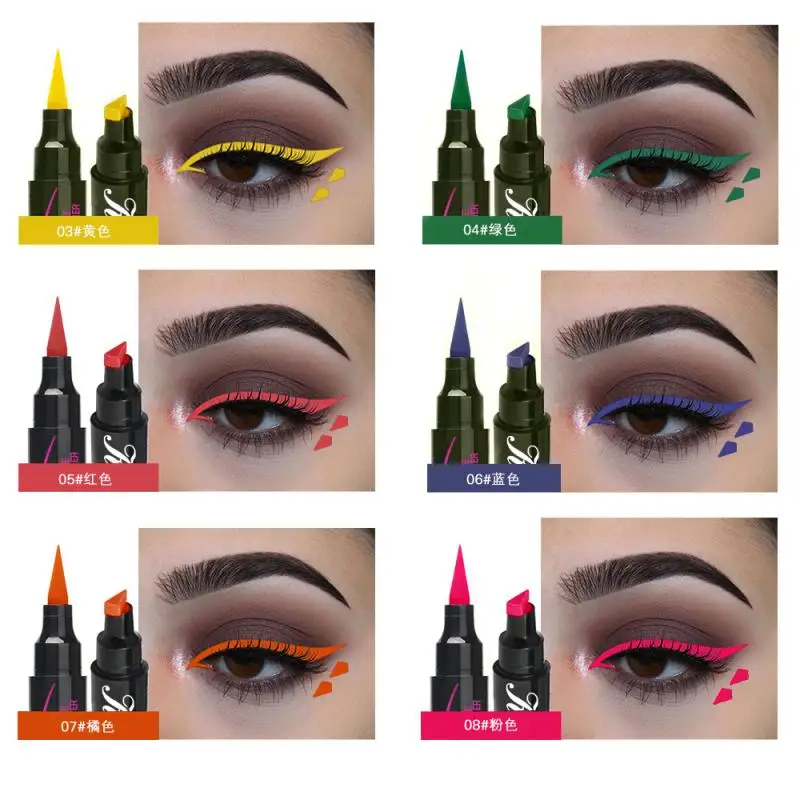 

LULAA 1pc Double-Ended Triangle Seal Eyeliner Black Blue Eyeliner stamp 2 in 1 Waterproof Eyeliner Stamp Contouring Makeup TSLM2