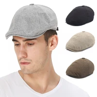 hat mens summer breathable casual beret british travel caps korean fashion solid color forward hat