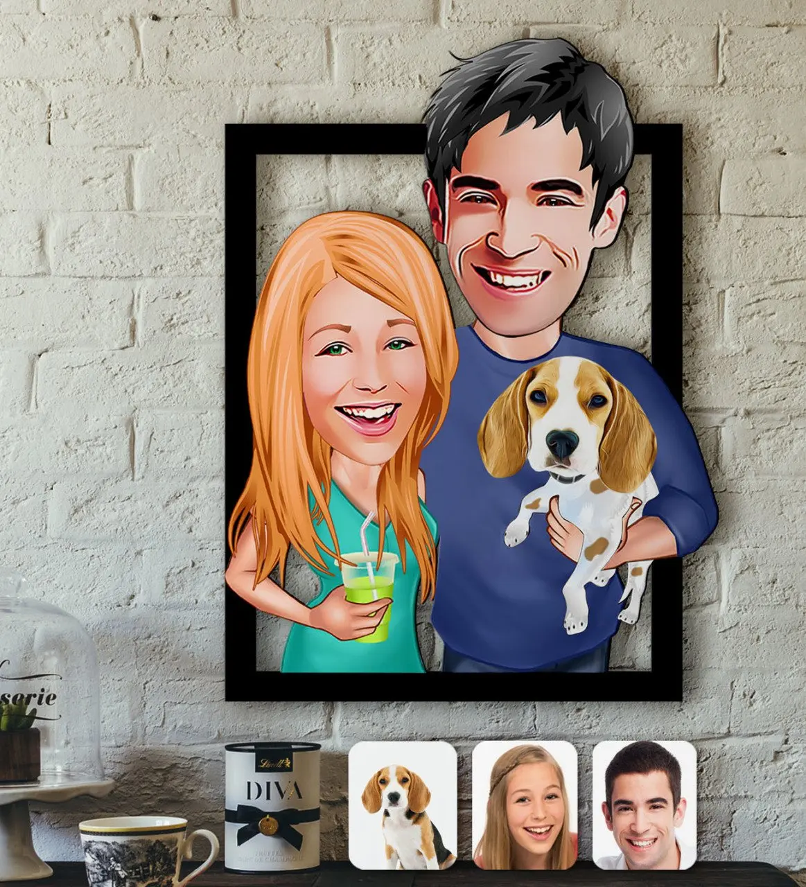 Tablo-7 de madera 3D de dibujos animados para la familia, dise&ntilde;o personalizado, amigos, amantes, regalo, hermosos recuerdos, Oficina-0