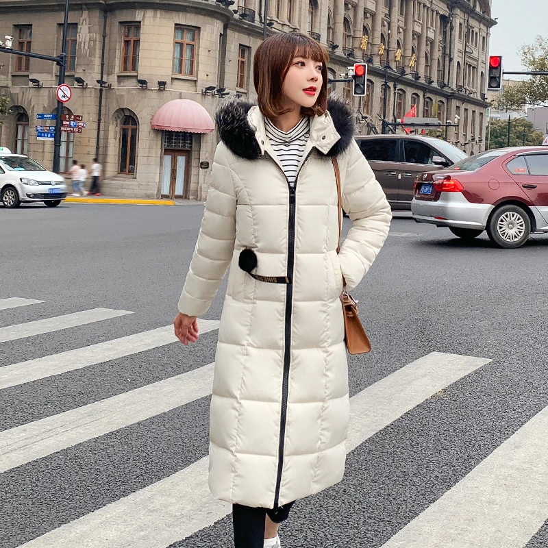 

Куртка женская удлиненная, с капюшоном и искусственным мехом, зимняя, 2020