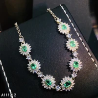 kjjeaxcmy fine jewelry natural emerald 925 sterling silver new women gemstone hand bracelet support test fashion