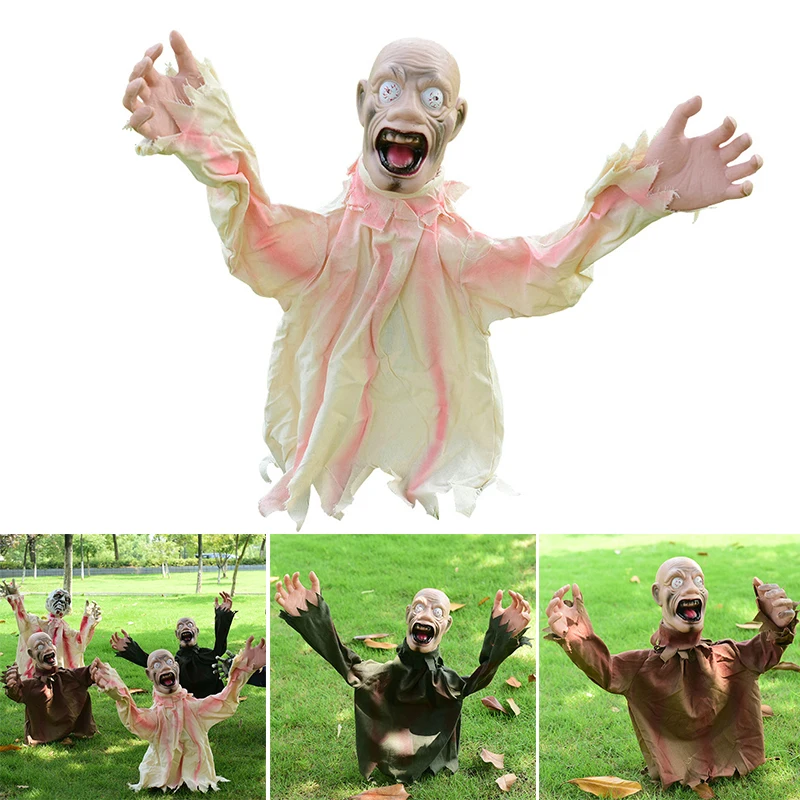 

Ghost Shape Electronic Ground Plug Sound Control Swing Body Ghost Horror Style Decor Props for Haunted House KTV Stock