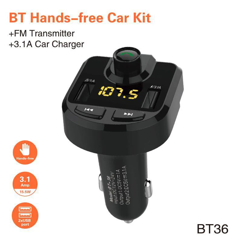 Quick Charger Voltage Display Micro SD TF Music Play bluetooth Car FM Transmitter Wifi Radio Adapter USB MP3 Player Mic | Автомобили и