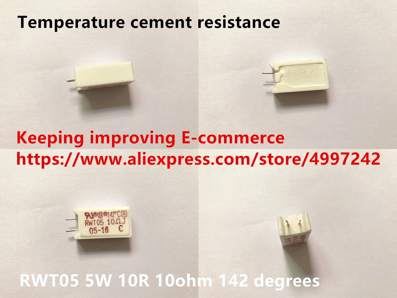 

Original new 100% temperature cement resistance RWT05 5W 10R 10ohm 142 degrees (Inductor)