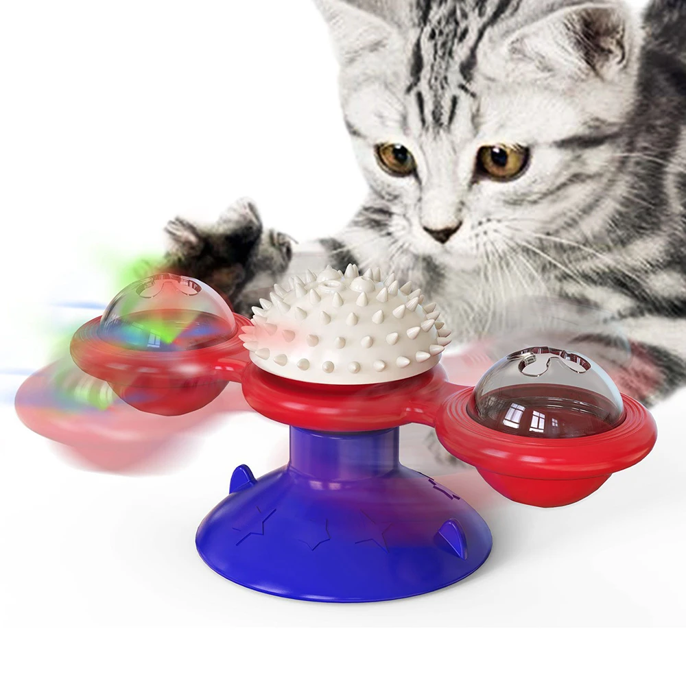 

Teasing Cat Toy Interactive Rotate Turntable Windmill Ball Whirling Toy with Catnip Cat Scratching Tickle Cat Training Supplies
