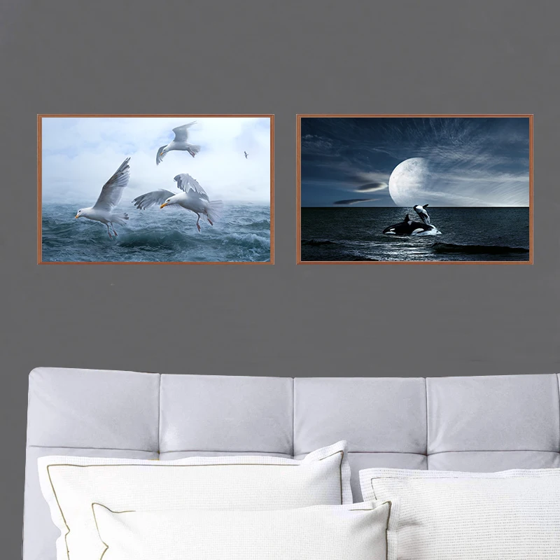 

Ocean Sea Bird Whale Poster Painting Wall Art Decoration Home Life Living Room Bedroom Simple Decoration