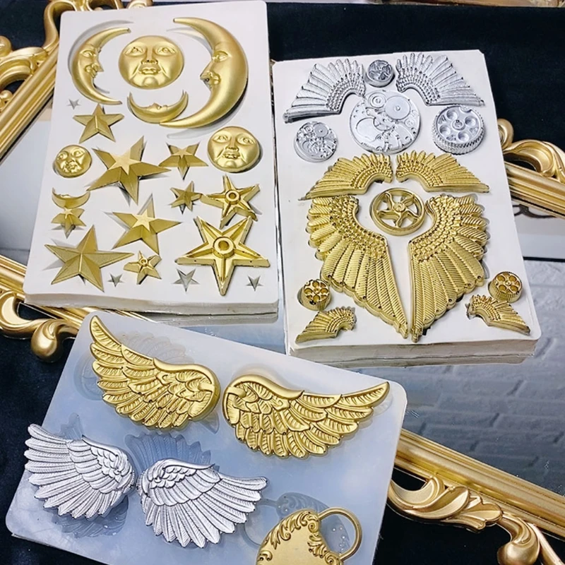 

Crystal Epoxy Resin Mold Star Moon Face Angel Wing Silicone Mould DIY Crafts Decorations Making Tool dropshipping