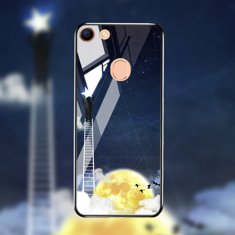 Чехол из закаленного стекла для OPPO F7 F9 A5 A3S чехол s Star Space силиконовый чехол с краями для Vivo V9 Y85 чехол Coque Funda Bumper - Цвет: M045