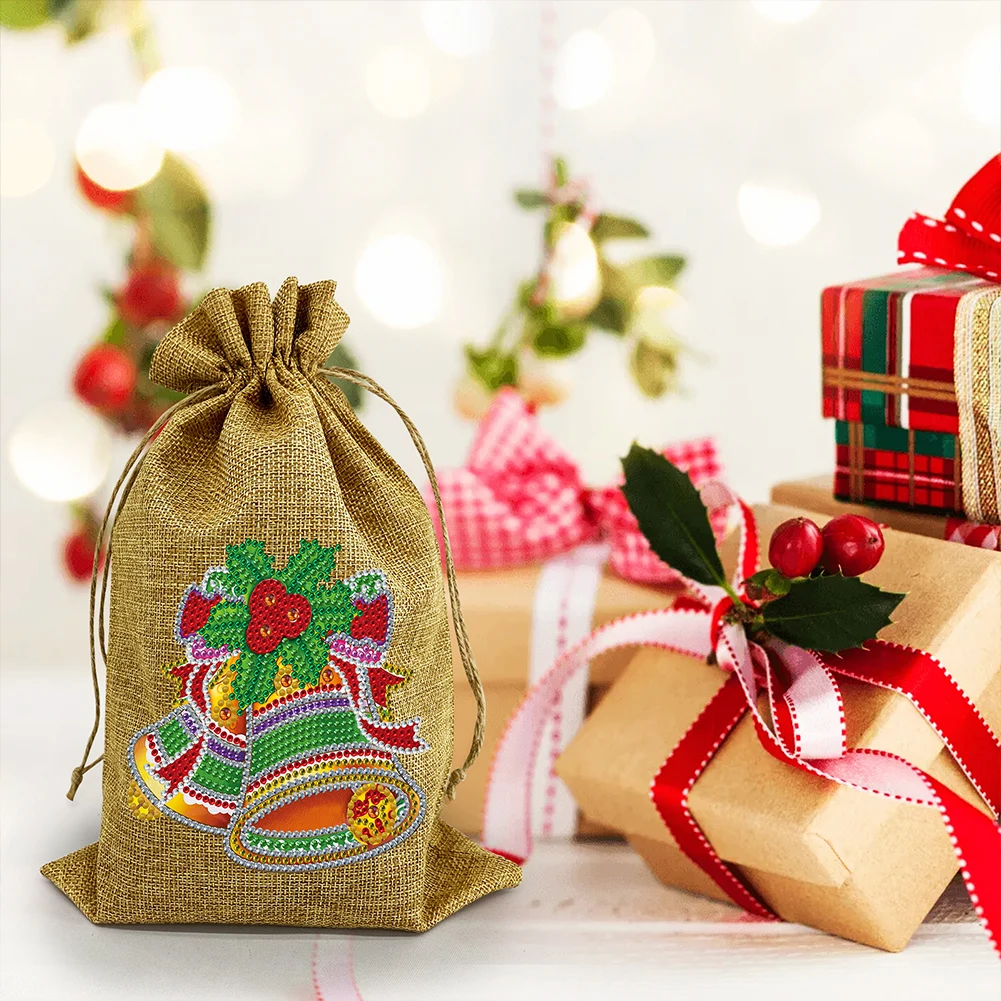 

DIY точечная Алмазная картина, шнурок, Подарочный пакет для конфет, Рождественский Декор, семейпосылка, Рождественский Декор, товары для вече...