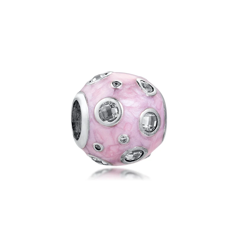

Charms 925 Silver Original Fit Pandora Bracelets Sterling Silver Pearlescent Pink Charm Beads for Women diy Jewelry Making