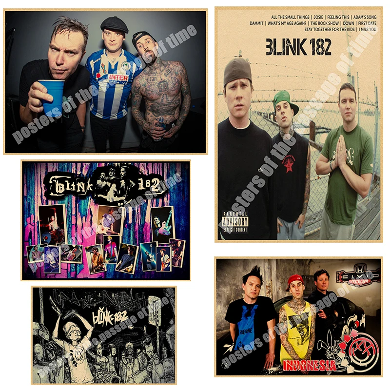 

Blink-182 Posters Rock Band Retro Poster Prints wall pictures for Living Room Decorative Painting Kraft Paper Wall Stickers