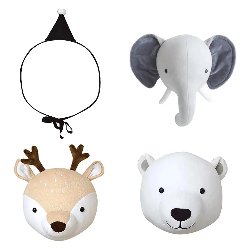 Baby Room 3D Animal Head Wall Mount Bear/deer/elephant Hanging Toys Kids Plush Toy Decoration | Игрушки и хобби