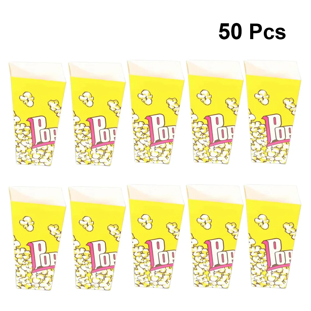 50pcs Popcorn Box Party Favors Paper Boxes Pop Corn Bags With Tapered Tips Treat Cookie Candy Storage |