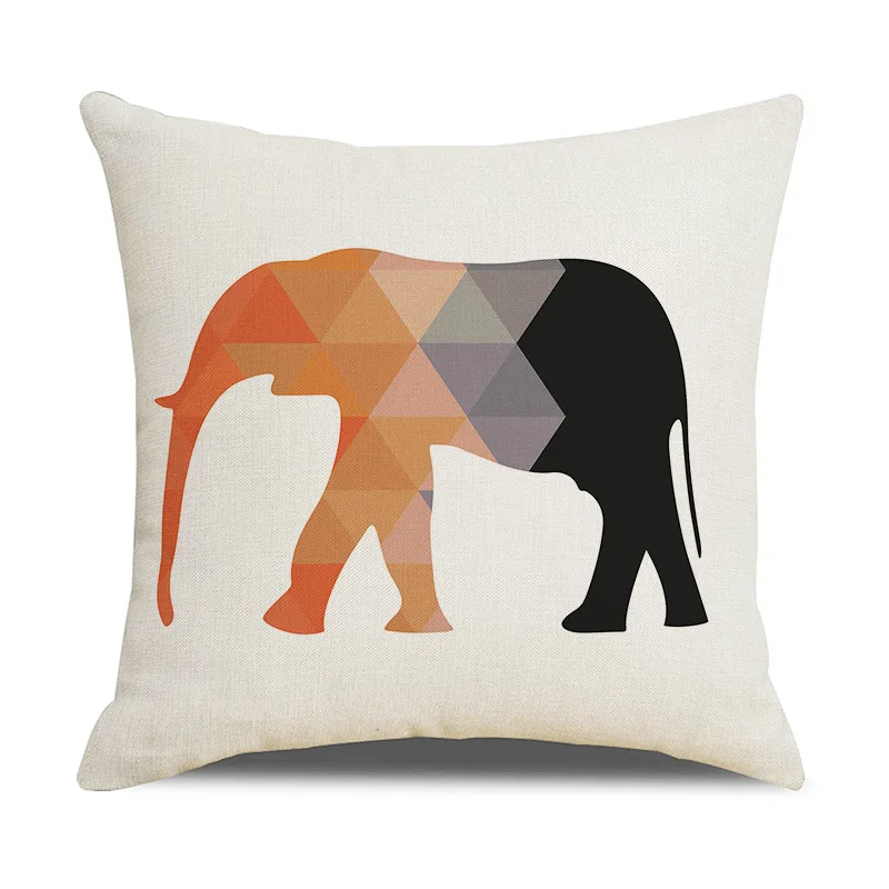 

New Home Geometric Color Matching Cartoon Animal Inner Decoration Square Pillow Cushion Home Soft Decoration Wholesale