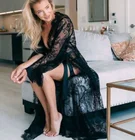 Женская черная, белая накидка на бикини, летнее сексуальное кружевное кимоно в стиле бохо, Пляжное длинное платье макси, прозрачный свободный кафтан, туника, купальник