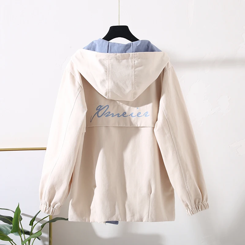 Женское Свободное пальто на молнии Тренч большого размера в Корейском стиле для