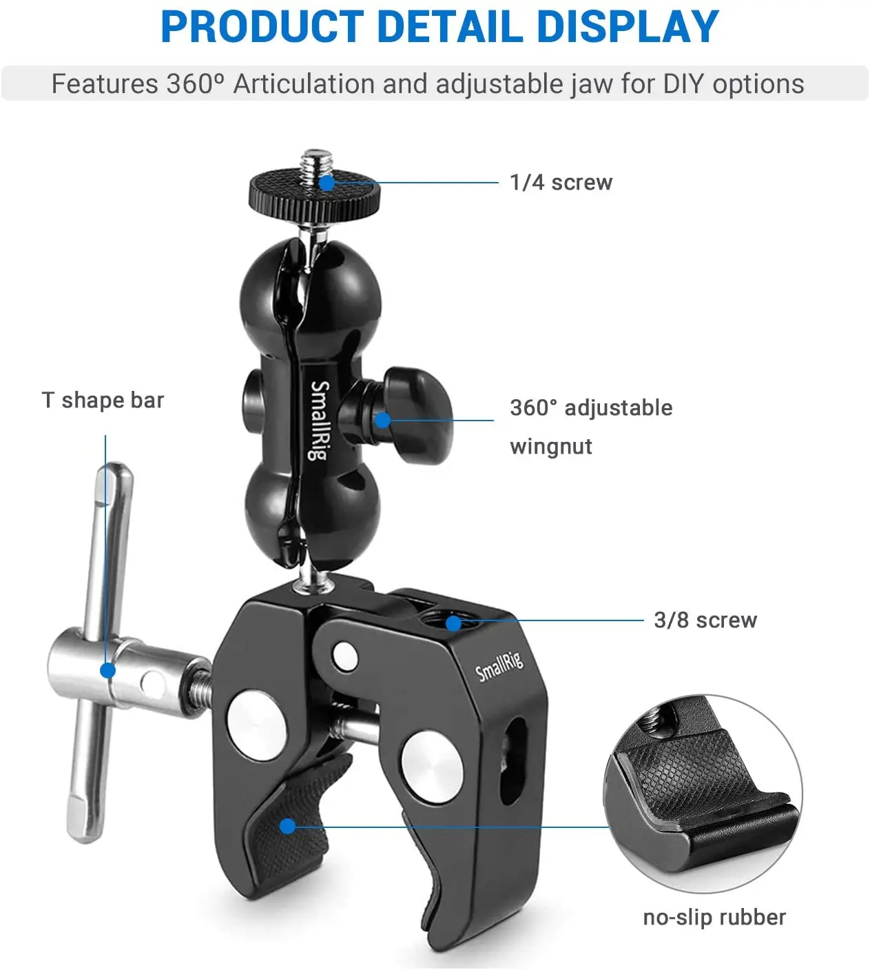 SmallRig Double BallHead with Clamp &amp 1/4&quot Screw For DJI Ronin Gimbal Quick Release With Extension Bar Arm- 1138 | Электроника