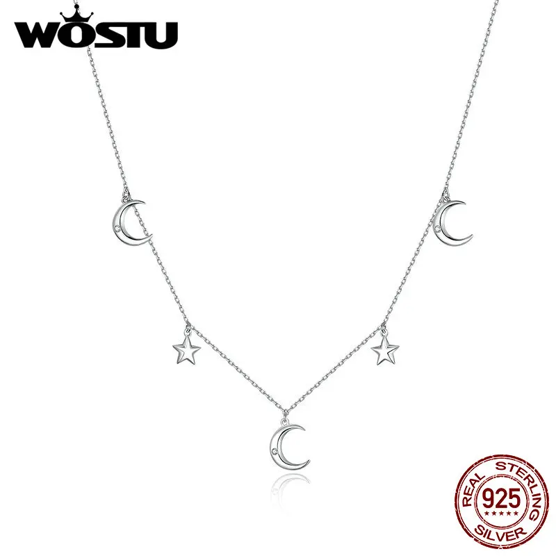 WOSTU/горячая распродажа 100% Стерлинговое Серебро 925 пробы Луна и звезда серебро