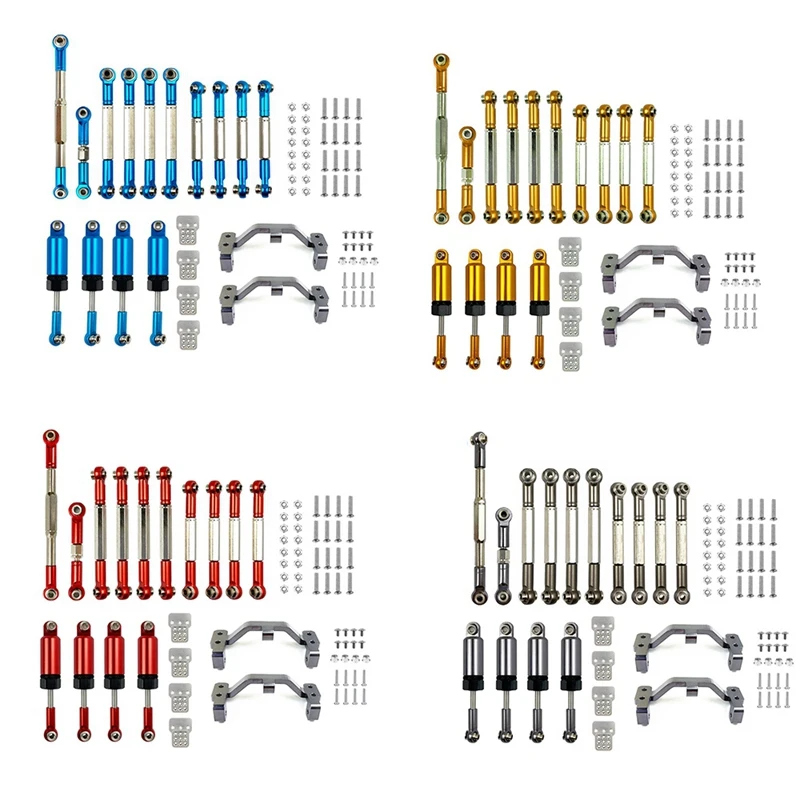 

Metal Steering Link Rod Pull Rod Mount Seat Shock Absorber Set for WPL C14 C24 C24-1 1/16 RC Car Upgrade Parts