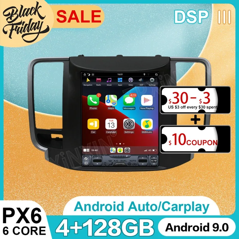 

Автомобильный мультимедийный плеер, Android 9,0, 4G + 128 ГБ, для Nissan Teana 2008-2011, GPS-навигация, автомобильное радио, стерео