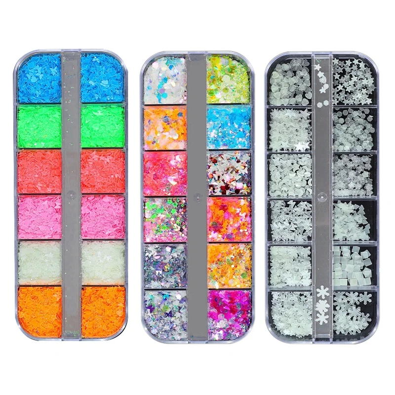 

Fluorescent Luminous Nail Glitter Butterfly Star Shape Sequins Glow in the Dark Slices DIY Manicure Decorations