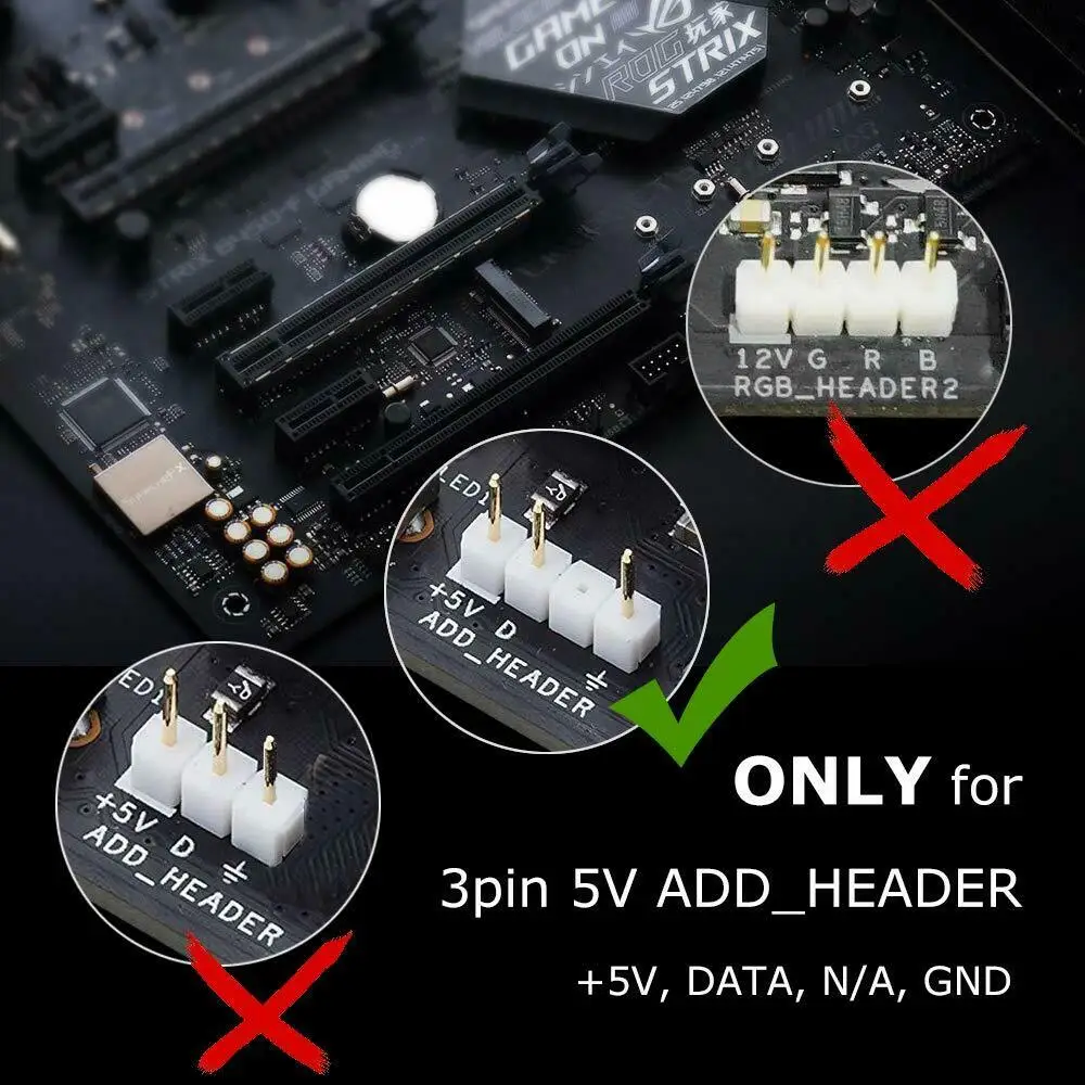 WS2812B WS2812 RGB Addressable Digital Led Strip Light Individually 5V for PC MSI 3Pin ADD Header on Motherboard |