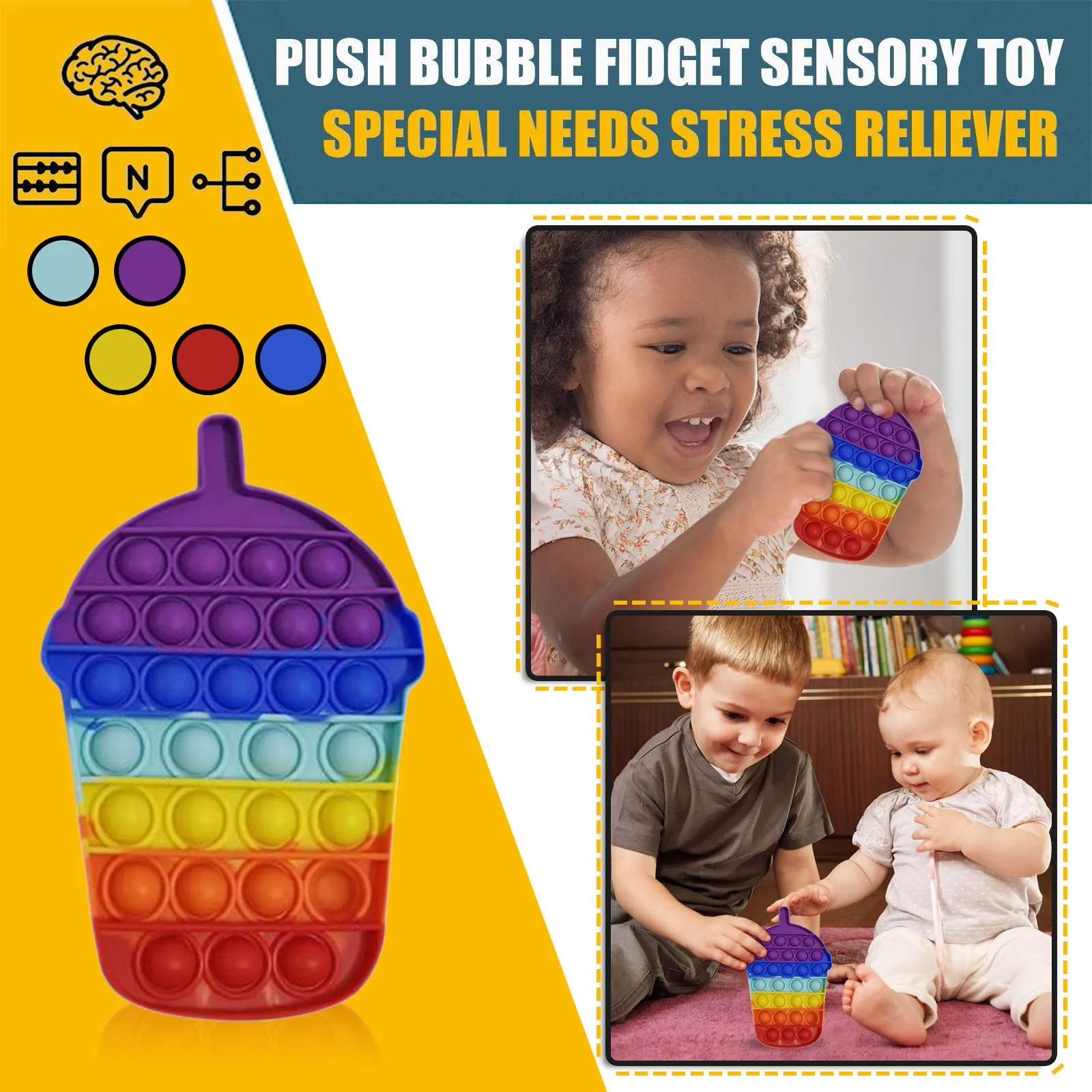 

Push Bubble Sensory fidget toys Squishy Figet Stress Reliever Toys Adult Child Funny Anti-Stress popit Reliver Poppit