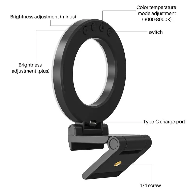 

Ulanzi VIJIM CL07 4'' Selfie Ring Light Webcam Light For iPad Tablet Laptop PC Video Conference Light With 1/4'' Base Mount Clip