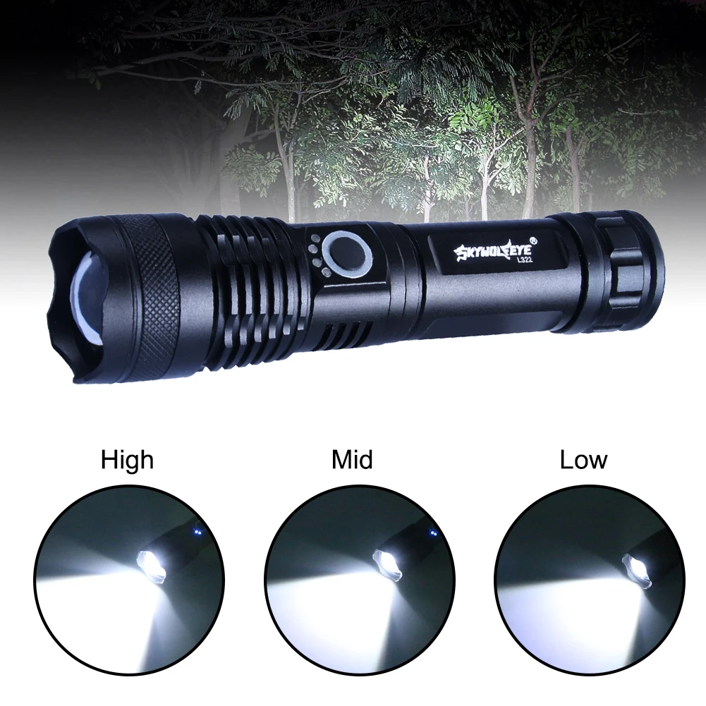 XHP50 светодиодный фонарик Перезаряжаемый USB зарядное устройство телескопический