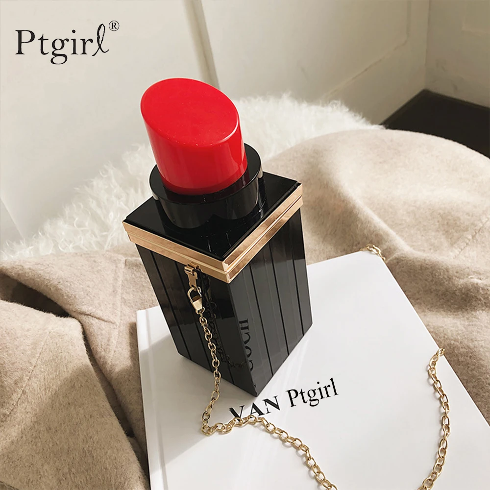 Индивидуальный Черный дизайнерский клатч в форме губной помады Ptgirl для свадьбы
