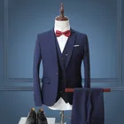 (Пиджак + жилет + брюки) 2022 классические мужские облегающие деловые офисные костюмы платье высокого качества Мужское однотонное свадебное платье смокинг для жениха
