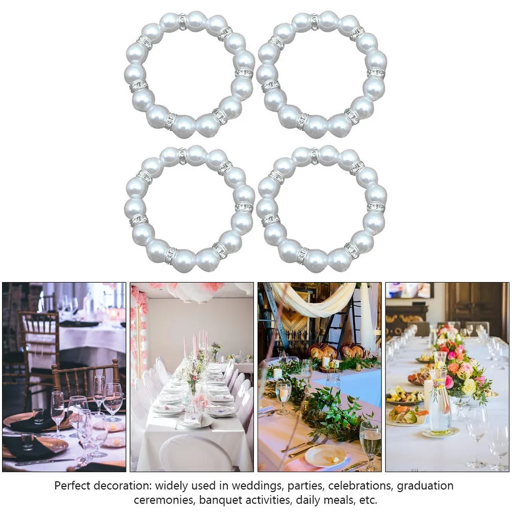 

4pcs Simulated Pearl Napkin Buckle Delicate Napkin Ring Decorative Napkin Clasps