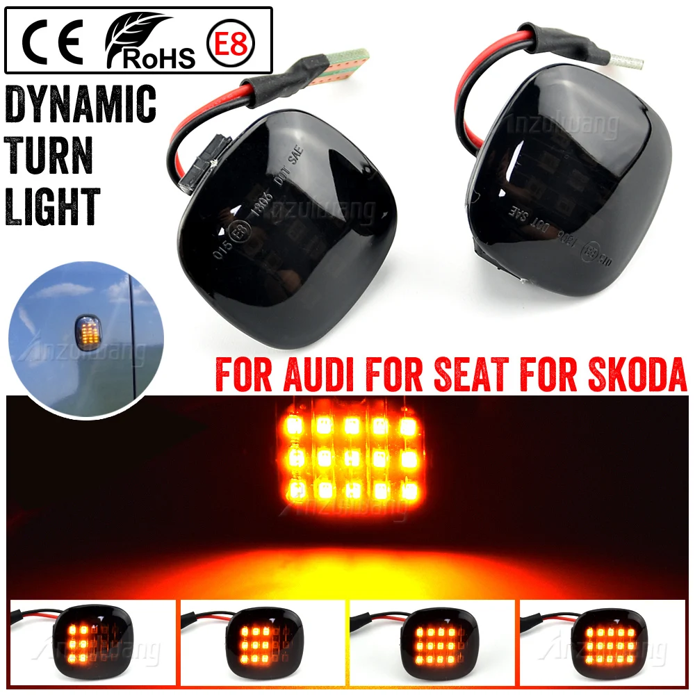 

For Skoda Fabia Octavia Mk1 Mk2 Roomster Rapid NH3 LED Dynamic Turn Signal Side Marker Light Repeater Lamp Sequential Indicator