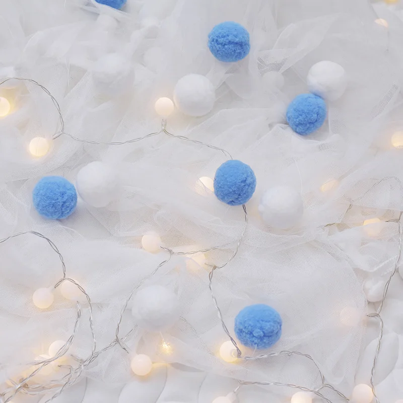 165 см шерсть Макарон цветной шар украшение с 12 круглыми шариками помпоны