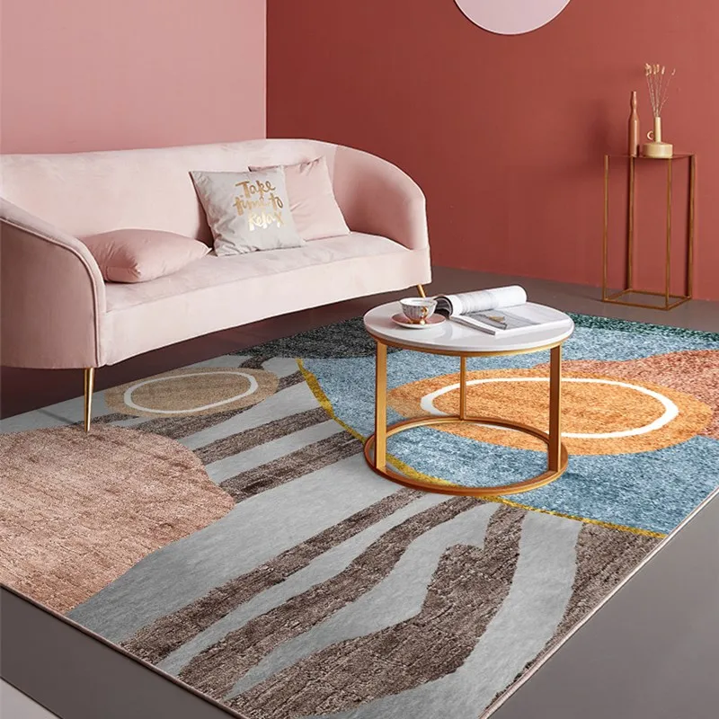 

Ins new Ryan custom modern simple bedroom Nordic tea geometric luxury Abstract living room large area carpet