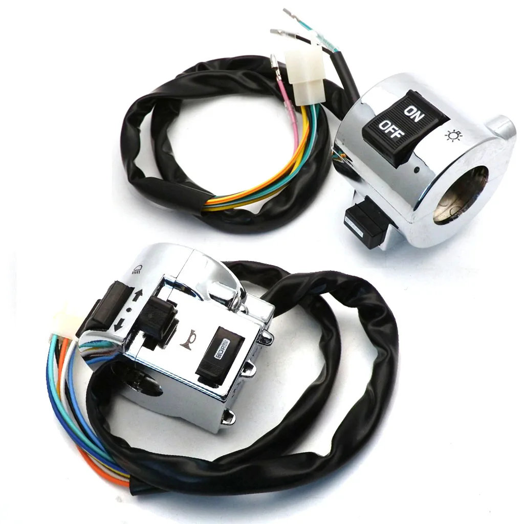 Пара переключателей на руль мотоцикла левый и правый хромированный