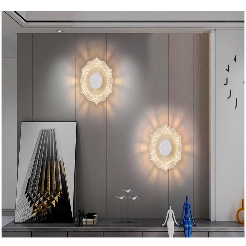 

Modern LED Acrylic Wall Lamp Simple Home Warm Bedroom Bedside Lamp Staircase Aisle Balcony Entrance Lighting AC85-265v HOT SALE