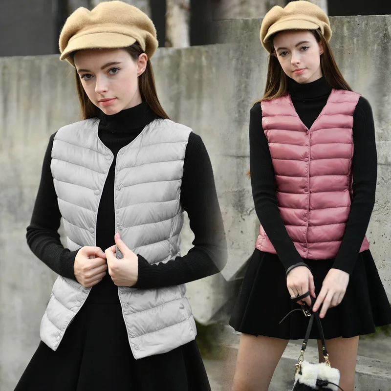 

Новинка осенне-зимняя облегающая и приталенная куртка Zoulv с круглым вырезом, с V-образным вырезом, два тонких теплых пуховика и жилеты, пальто