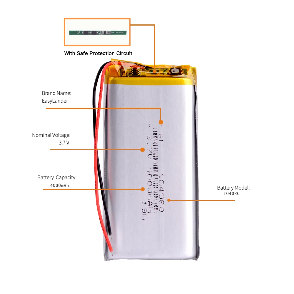 3,7 V 4000mAh 104080 полимерный литий-полимерный перезаряжаемый аккумулятор для colorfly c10 электронные книги power bank Tablet PC DVD on