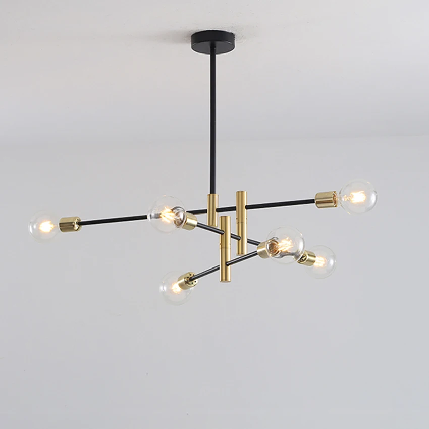 Скандинавская люстра из кованого железа постмодерн 4-6 насадок E27 Подвесная лампа