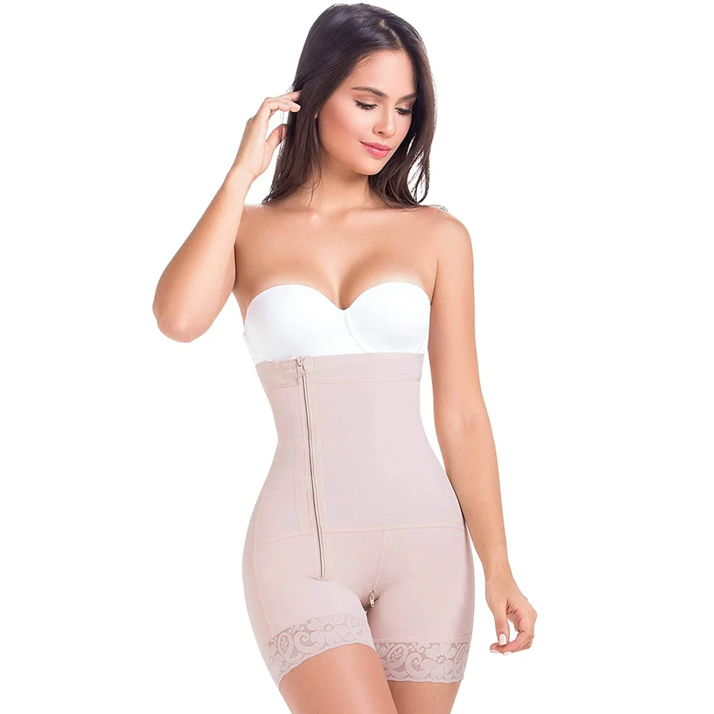 

Women'S Shapewear Side Zipper Tummy Control Lace Slimming Shorts Hip Lift Crotch With Zipper Bodysuit Butt Lifter
