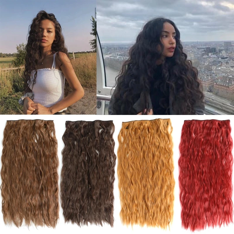 

WERD 24"Clips In Hair Extensions Hair Piece Bulk Secret Hairpieces Synthetic Straight Wavy Hair Extensions