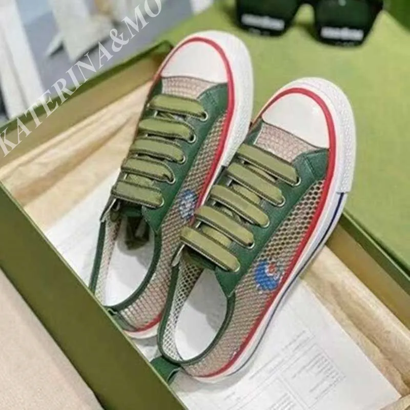 

Spring Autumn Women Sneakers Flats Mesh Breathable Sneakers Lace Up Sports Luxury Brand Ladies Canvas Casual Fashion Shoes Green