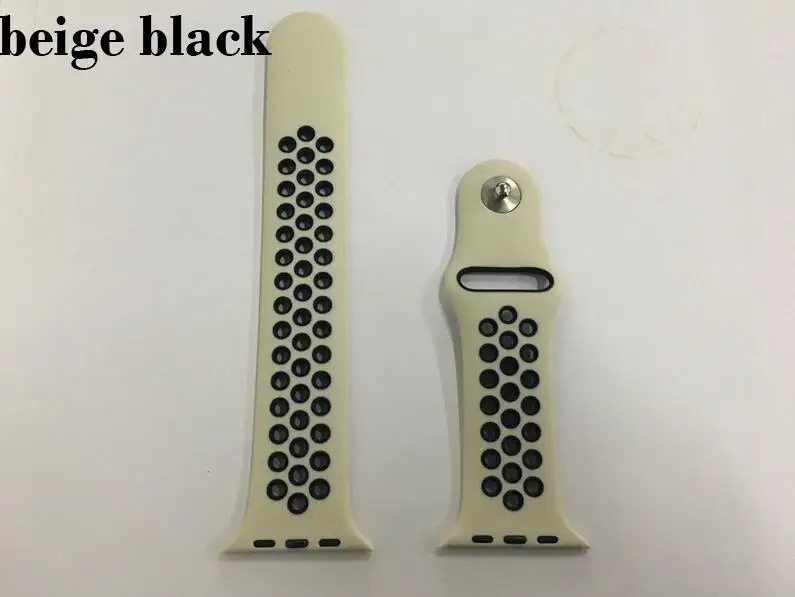 beige black Новые цвета спортивные силиконовые браслеты для apple watch Series 1 2 3 38 мм 42 мм соединяющий ремешок браслета для iwatch 5 4 40 мм 44 мм серия 5 - Цвет ремешка: beige black